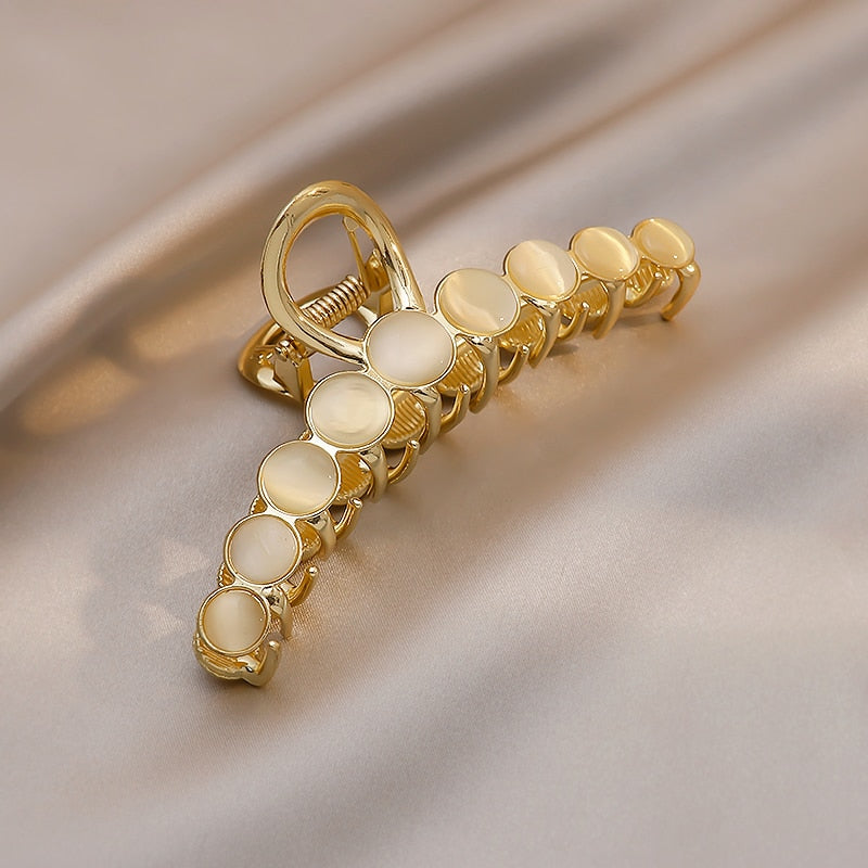 2022 New Elegant Opals Grip Back Of The Head Fixed Hair Shark Clip Headdress Girls Fashion Hairpin Accessories For Womans Clip